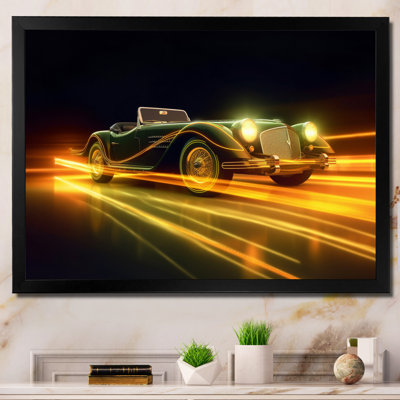 " Yellow Neon Classic Car "
