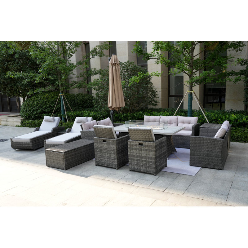 Alseepa 11 - Person Patio Conversation Set with Cushions