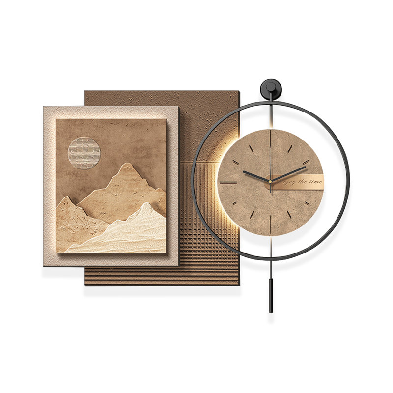 Horloges murales brunes avec pendule beige, A, 27.56"*27.56"