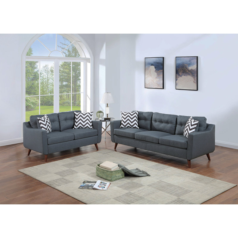 Coussin capitonné moderne avec coussins 2 pièces, Bleu
