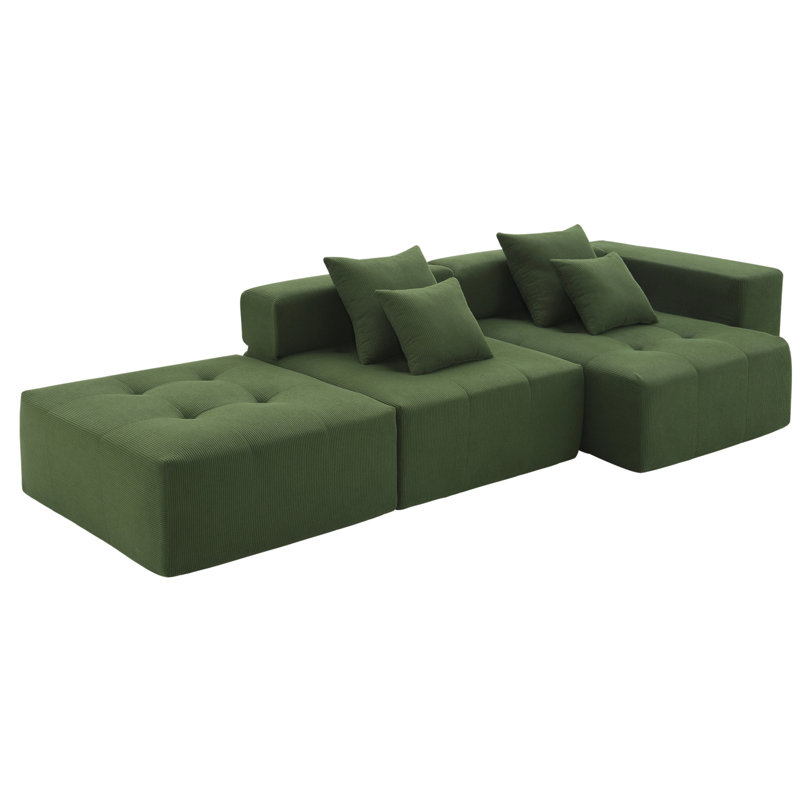 Canapé modulaire Boneless, Velours côtelé vert