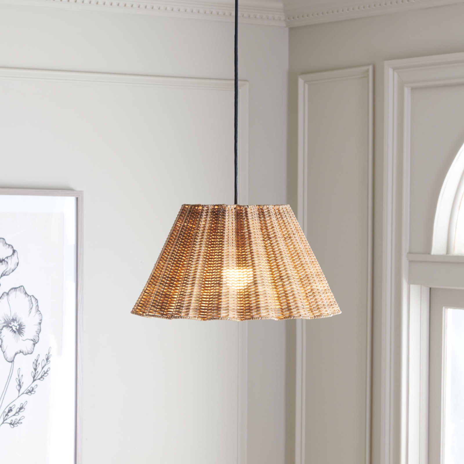 Carbry Single Light Cane Pendant, 9" H x 16.5" W x 16.5" D