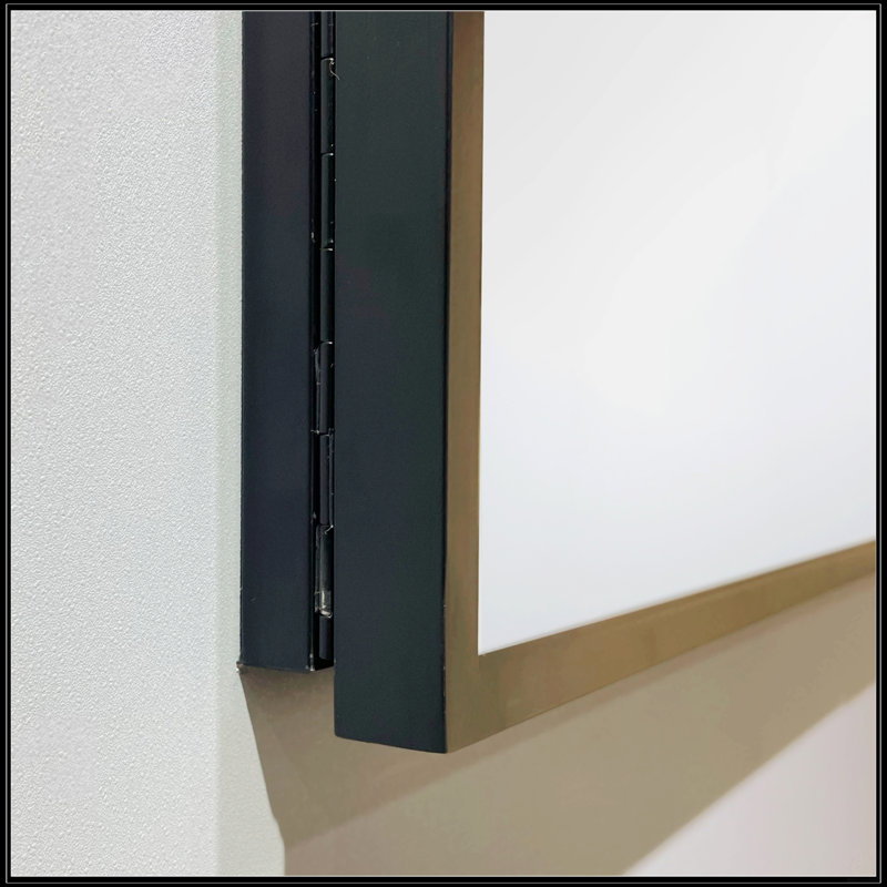 Armoire à pharmacie 26 po x 30 po à fixation murale ou encastrée en métal noir avec miroir