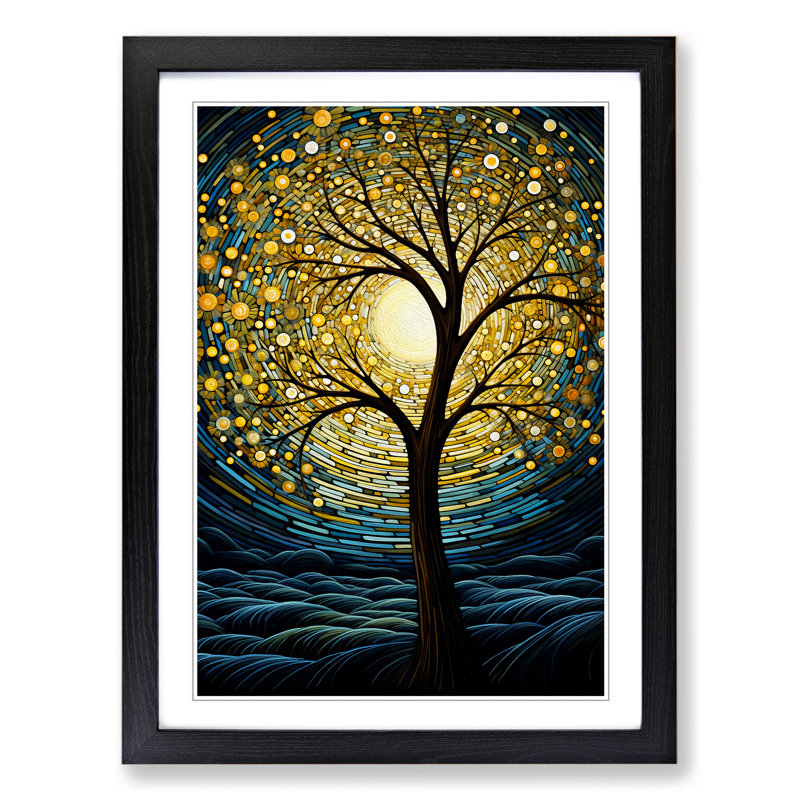 Tree Art Deco Art - Framed Print, Black Framed, 34cm H x 25cm W