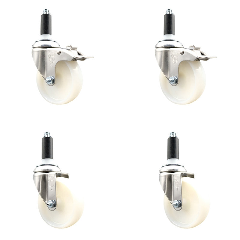 Roulettes pivotantes, H 4 po x l 4 po