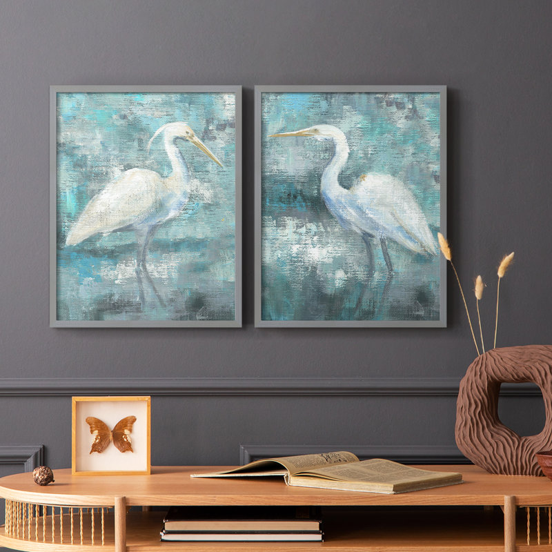 Impression encadrée Coastal Egret I-Premium - prête à être accrochée - aucun clou requis - aucun clou requis, Vert