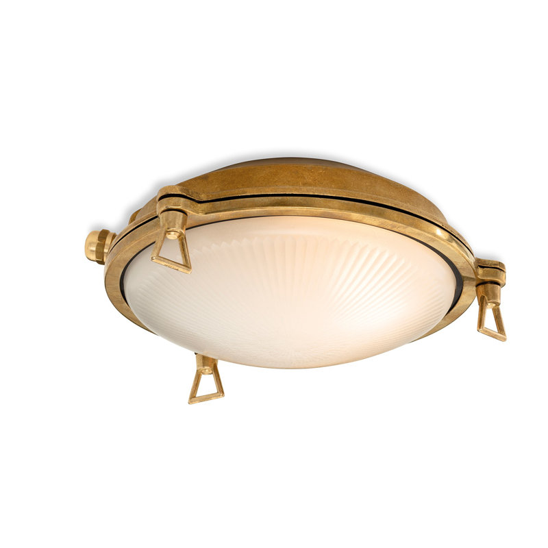 Brass 19.5cm H Frosted Glass Outdoor Bulkhead Light