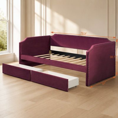 Upholstered Daybed with 2 Drawers