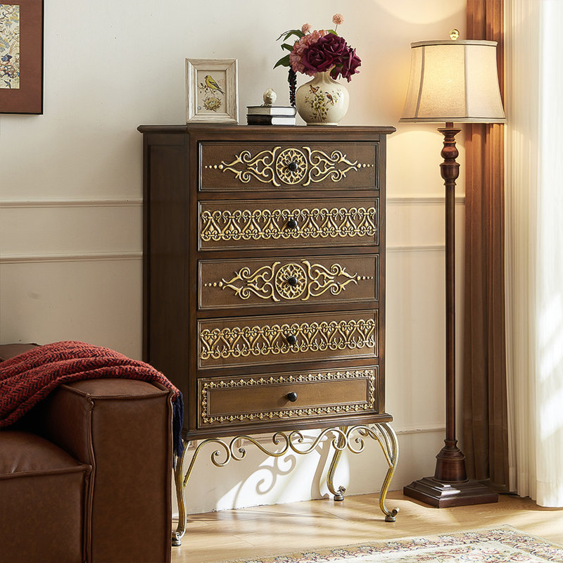 29.53"Brown Solid Wood Birch Five-Drawer Cabinet