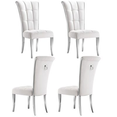 White And Silver Dining Chairs Set Of 4