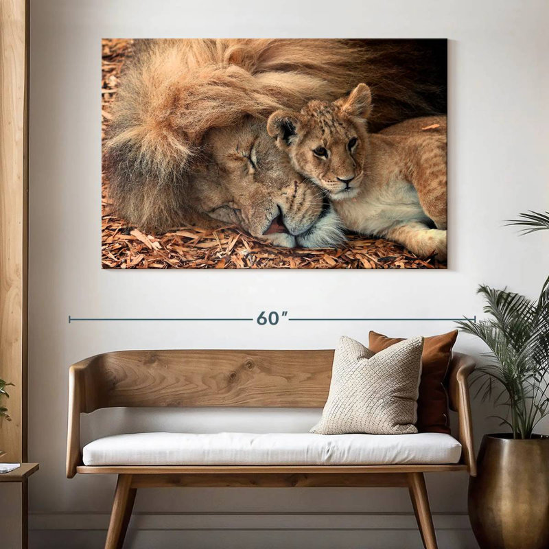 Père et fils Lions, H 34 po x l 51 po