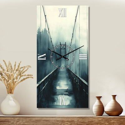 Bridge Structure over Foggy River - Landscape Silent Metal Wall Clock