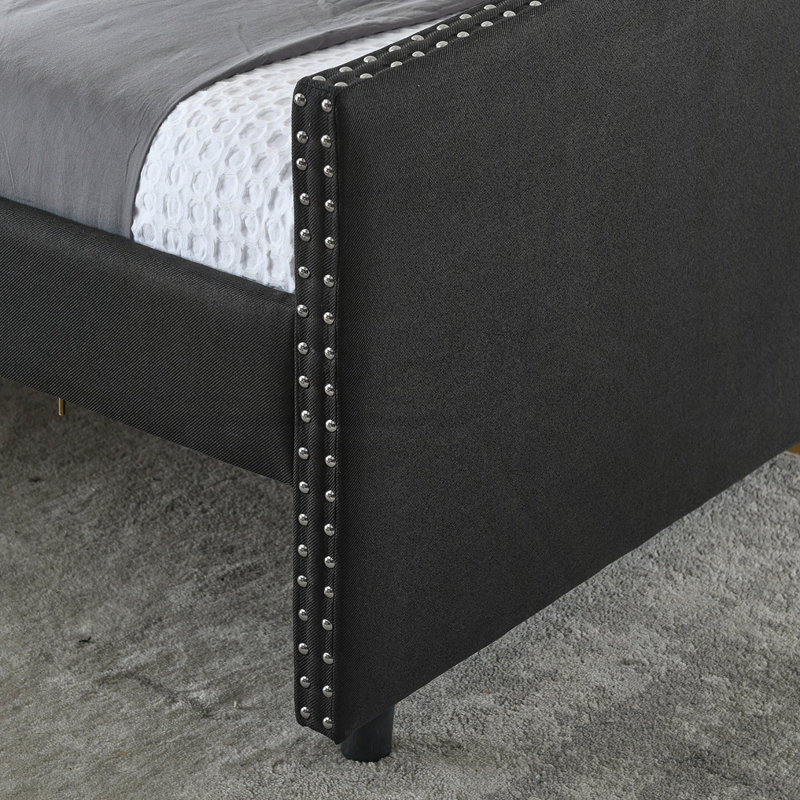 Upholstered Queen Size Daybed with Drawers, Black, Queen