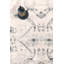 Tapis oriental noir / ivoire en polyester tissé à la machine tissé à la machine / rectangulaire 8 pi x 10 pi