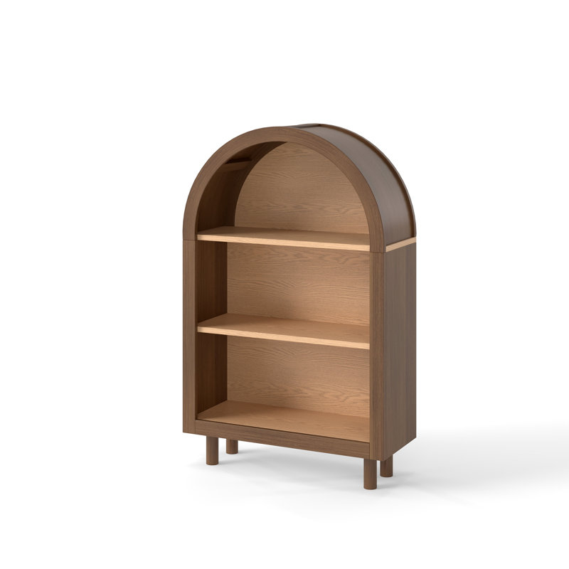 Bibliothèque arquée en bois avec 3 tablettes, armoire de rangement moderne à 3 niveaux pour le hall d'entrée de la chambre à coucher du salon