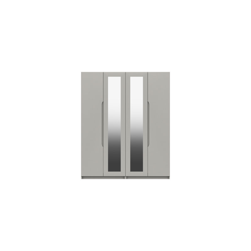 Alianys 4 Door Manufactured Wood Wardrobe, Light Grey Gloss