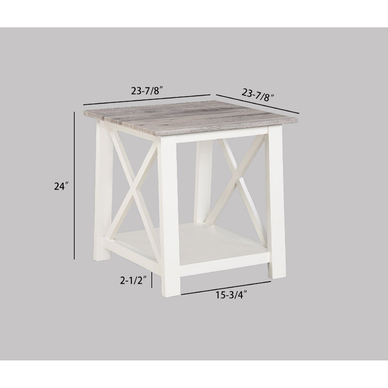 Table basse rectangulaire blanche et brun 3 et tables de bout carrées 3 - Mobilier de salon moderne