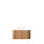 Meuble-lavabo de 30 po avec lavabo rond en verre transparent, armoire flottante, finition naturelle, pré-assemblé, rangement spacieux, tiroir à fermeture en douceur, conception à rayures 3D, lavabo en cristal, fabrication en contreplaqué,-130087746