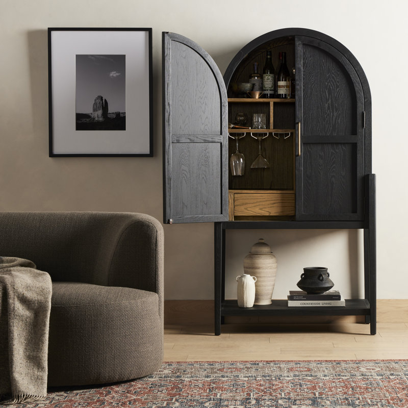 Tolle Oak Solid Armoire, Drifted Matte Black
