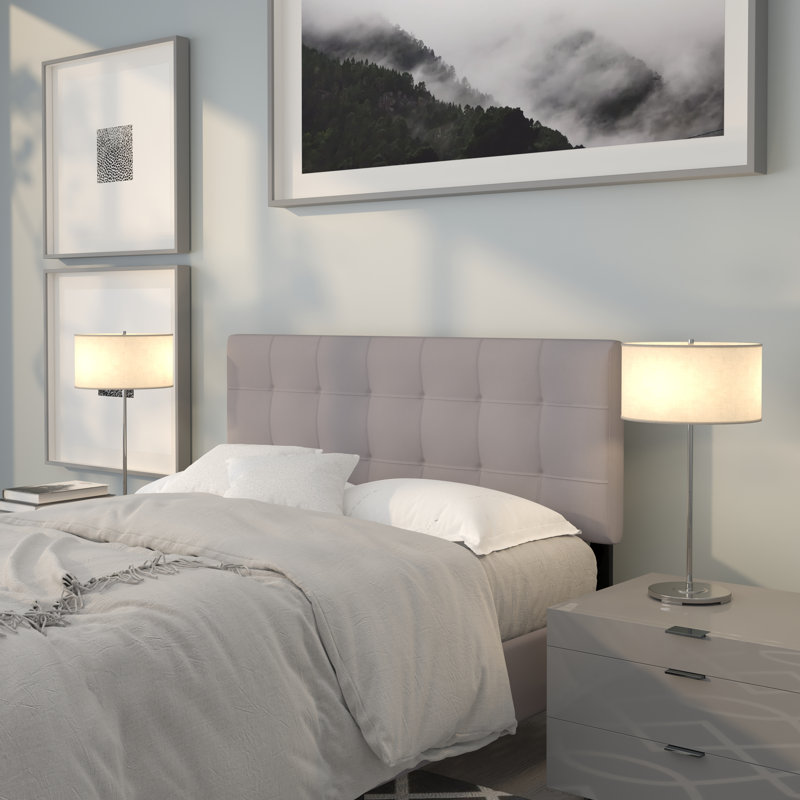 Ciriaca Quilted Tufted Upholstered Headboard, Full, Light Gray