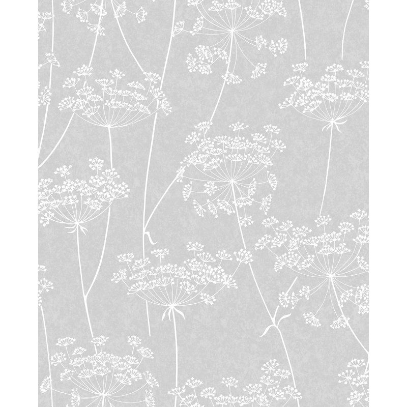 Innocence Floral Wallpaper Roll, Cloud Gray