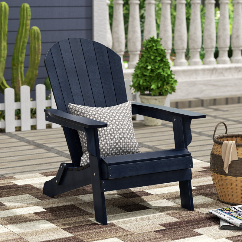 Arrlo Outdoor All-Weather Poly Folding Adirondack Seashell Chair, Navy