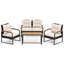 Ensemble de conversation 17 pièces 4 pièces pour patio avec table basse et accoudoirs en bois d'acacia massif