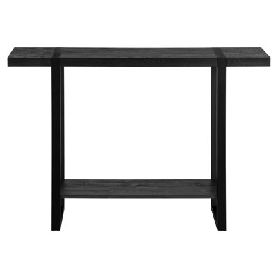 Rectangular Accent Table For Bedroom - Black Reclaimed Wood-look Finish, Fixed Shelf, Style Living Room & Entryway Modern Console Metal , Wide Tableto