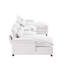 Structure en chenille beige avec console, structure solide, double coussin pour les moments de détente et structure stable en bois et fer