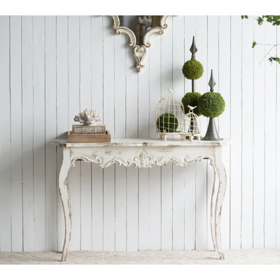 Console 46 po x 16,5 po x 30 po Slimline Whitewash, pour couloir salon chambre à coucher