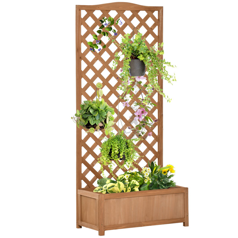 Remone Wood Planter Box with Trellis