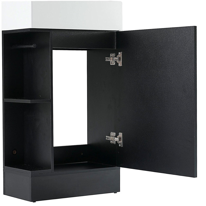 Lavabo de salle de bain de 18,6 pouces avec lavabo, lavabo de salle de bain avec tablettes doubles, direction à gauche ou à droite
