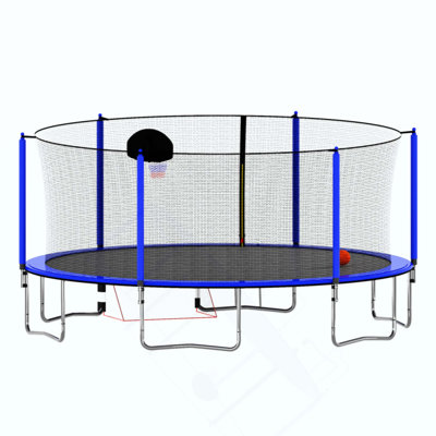 Trampoline avec pompe de basketball et échelle (enceinte de sécurité intérieure) avec but de soccer