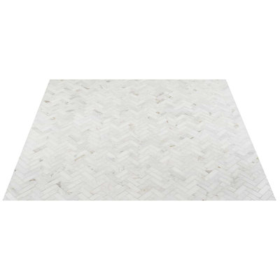 Alaska White Herringbone Polished Marble Tile