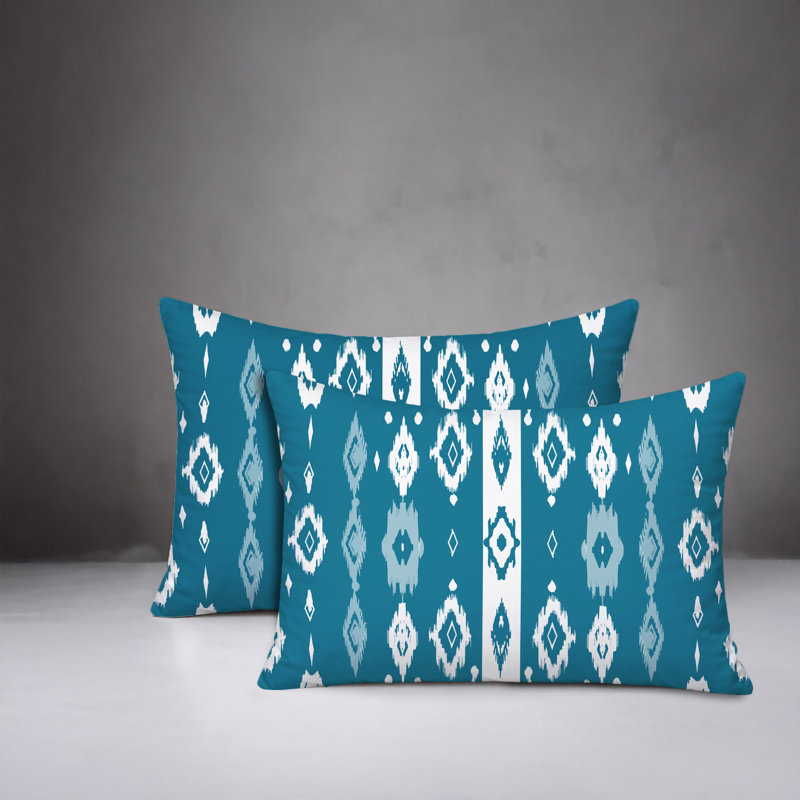Oreiller réversible intérieur / extérieur Nita, 20 po x 14 po, Turquoise