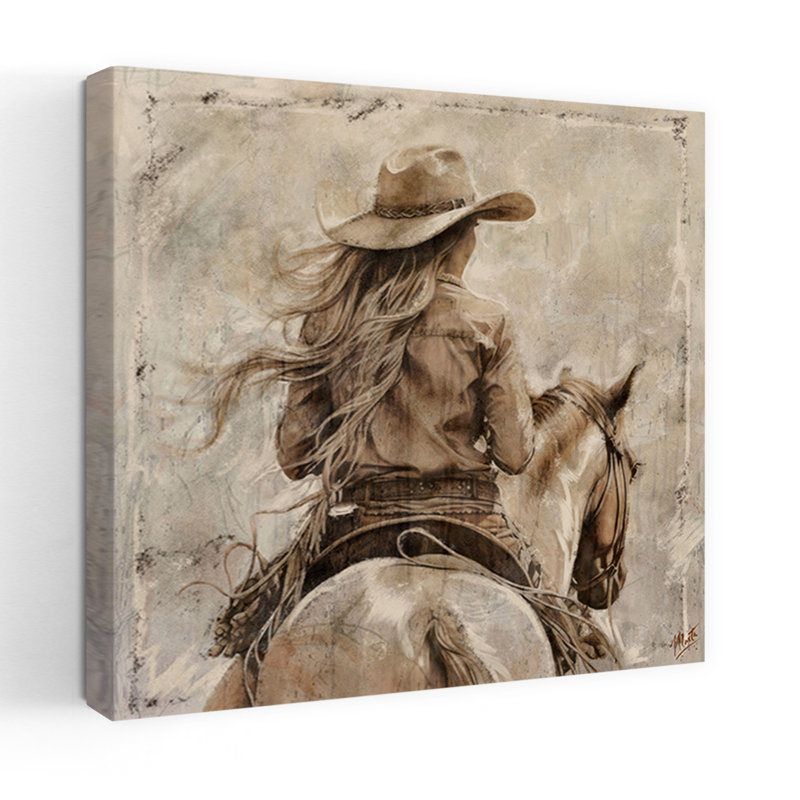 Cowgirl II, art cheval contemporain, H 18 po x l 18 po