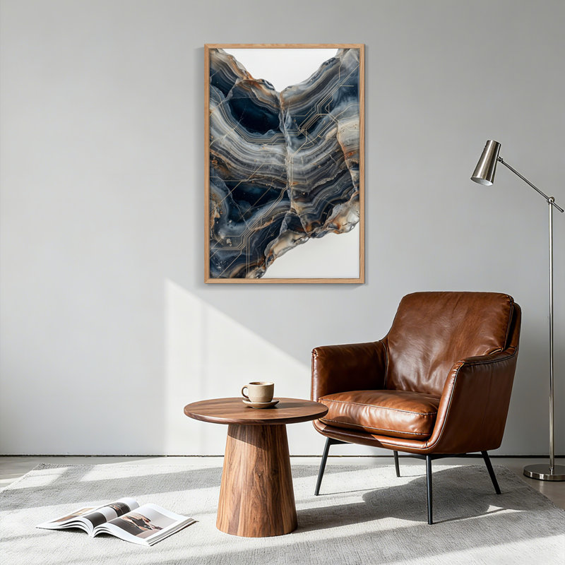 Ensemble de 1 tableau sur toile en agate géométrique, 36"H x 24"W, Natural