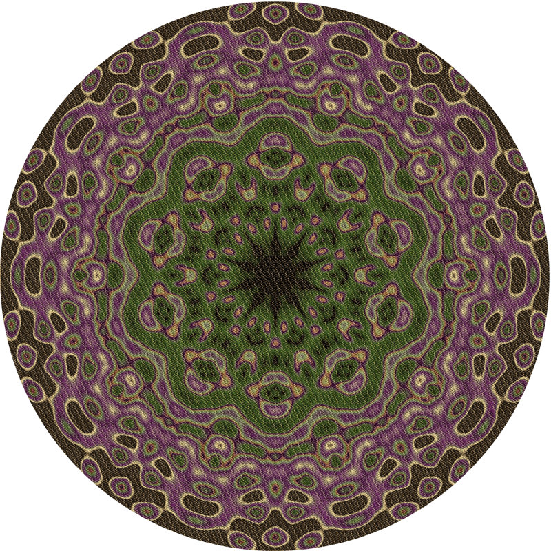 Tapis mauve en laine, Rond 3 pi