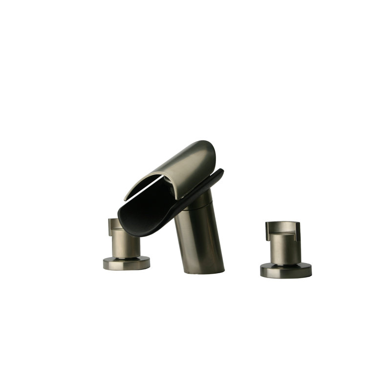 Morgana Bathroom Faucet with Drain Assembly, Brushed Nickel w/ Wenge Spout