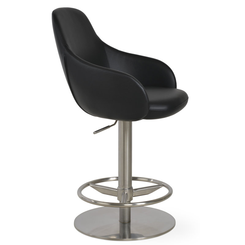 Gazel Adjustable Height Bar Stool, Black