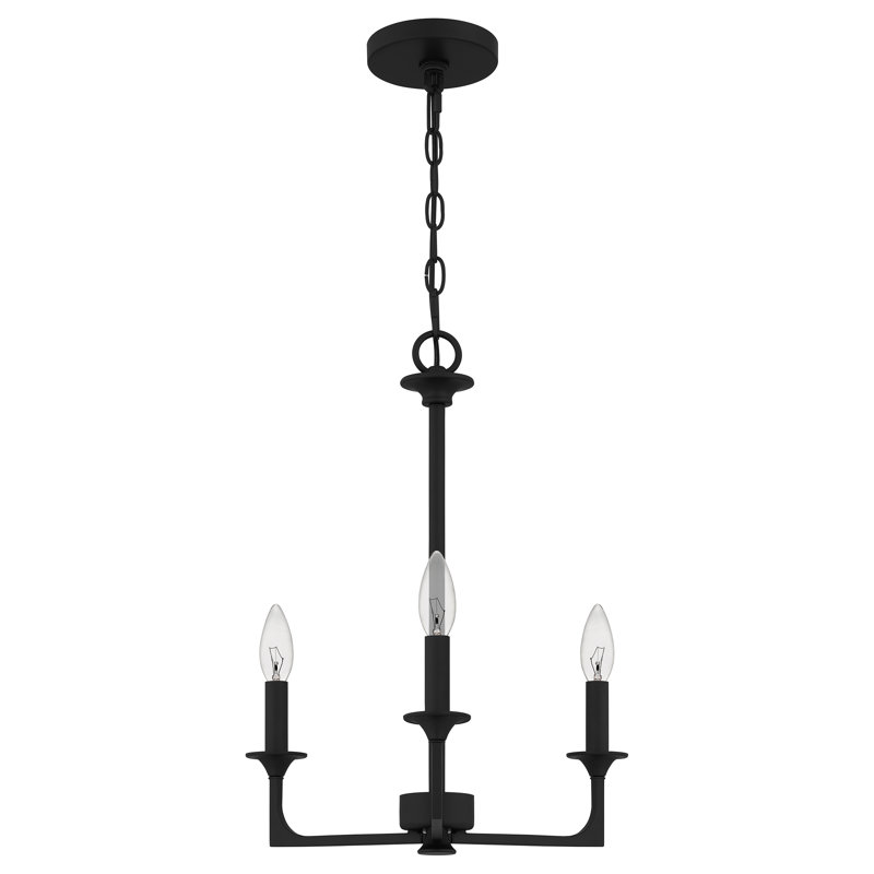 Chandelier classique à 3 lumières de style bougie Morril, Noir mat
