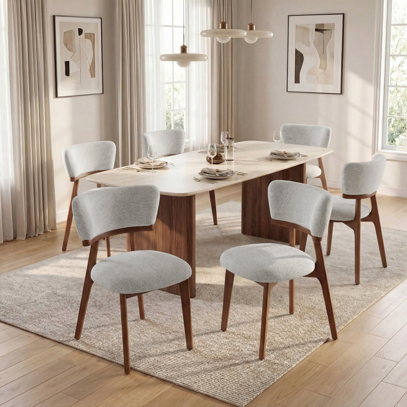 Chaise d'appoint rembourrée en bois massif, Gris clair