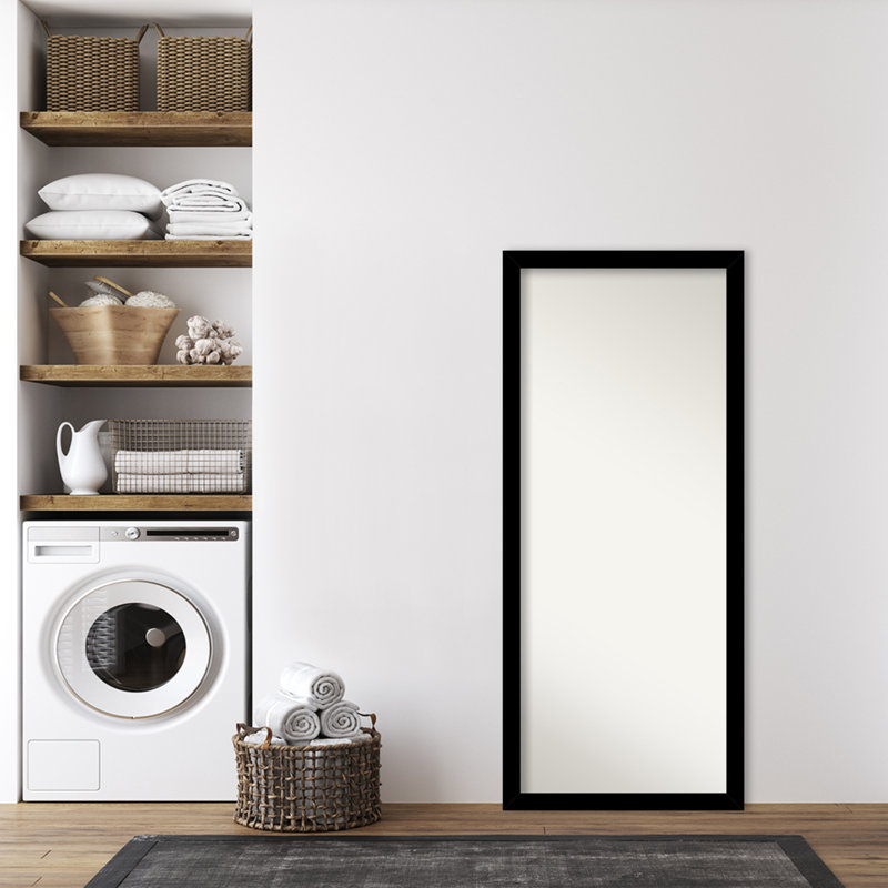 Solid Wood Rectangle Mirror, Black, 63.25" H x 27.25" W