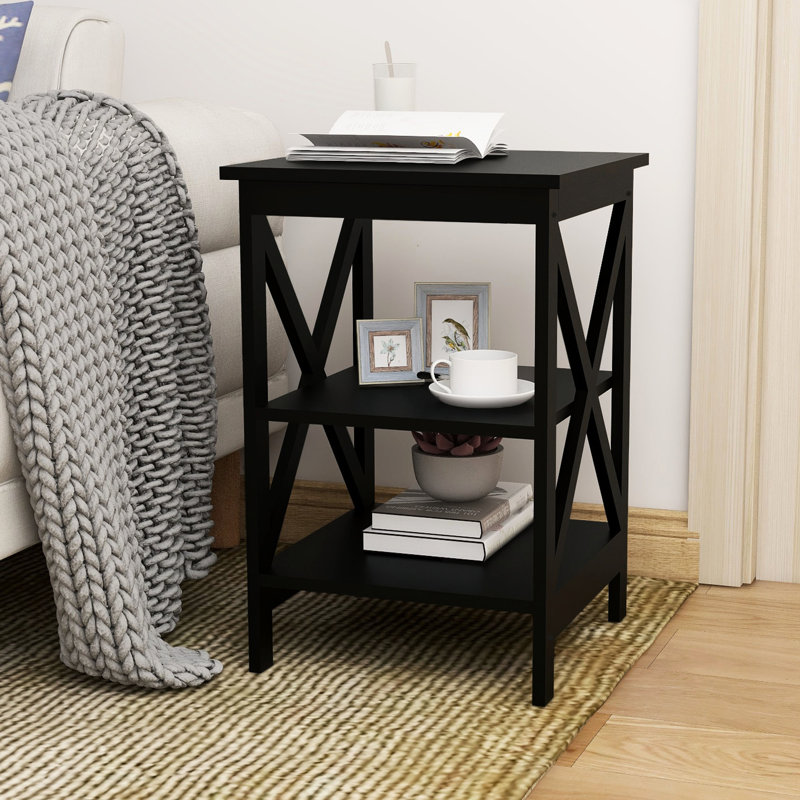 Table d'appoint en noir avec traitement de laque fine et revêtement de qualité