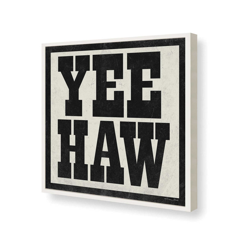 «Yee Haw» par Susan Ball, reproduction d'art, L 20 po x H 20 po, Impression encadrée, Blanc