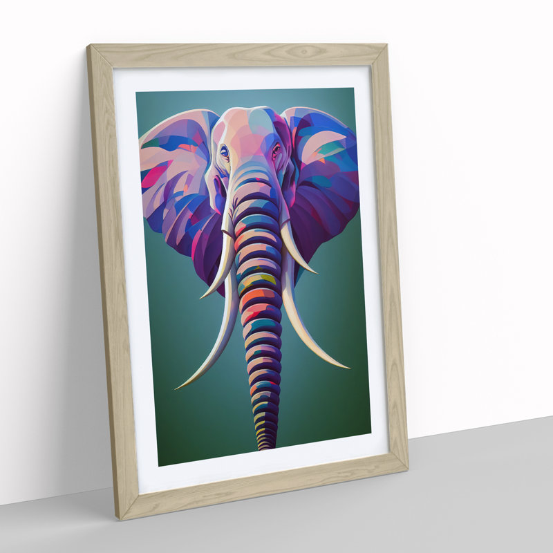 Splendid Elephant - Framed Print, 64cm H x 46cm W x 2cm D, Oak Framed
