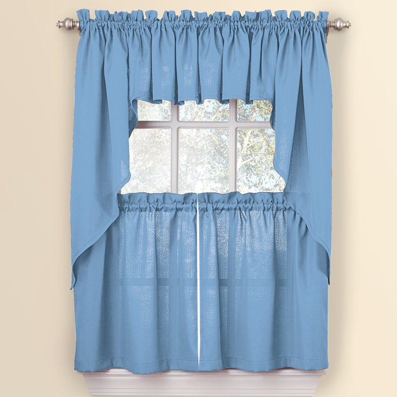 Avellina Ruffled 54'' W Window Valance, Blue