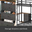 Bunk Bed With Folding Table, 3 Storage Drawers, Made Of Metal, Suitable For A Single Bed, Equipped With LED Lights And Charging Stations