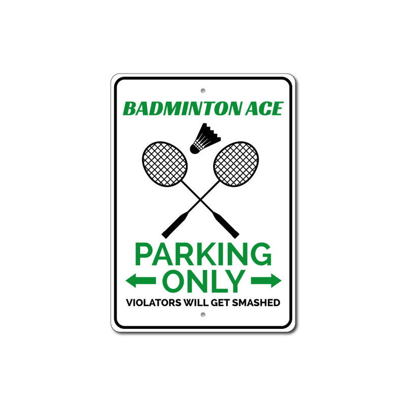 Enseigne en aluminium Badminton, H 14 po x l 10 po x P 0,04 po