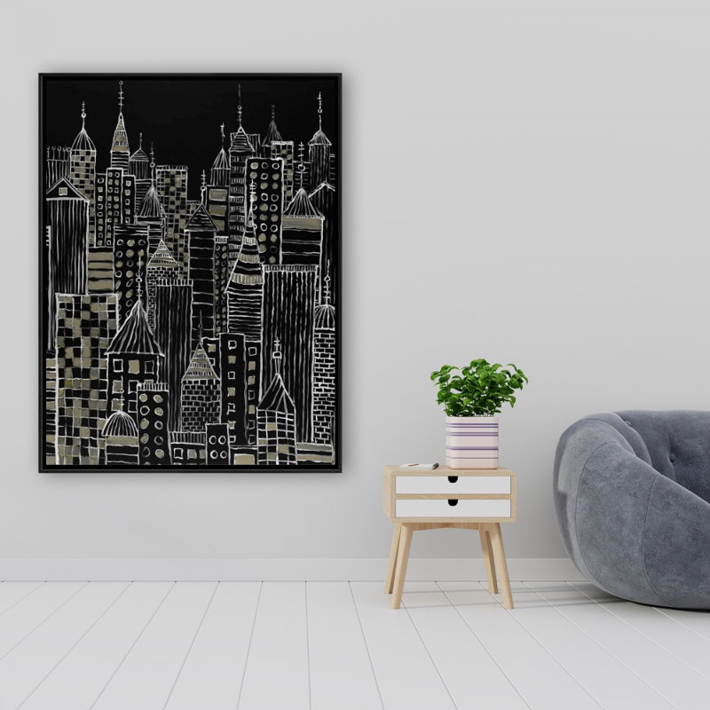 Illustration de tours de ville sur toile